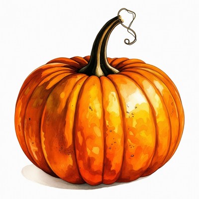 Orange pumpkin with curly stem