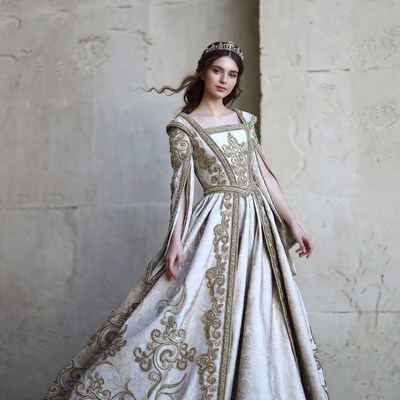 Woman in Renaissance gold gown
