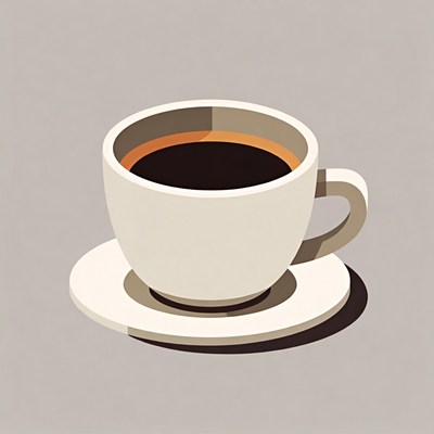 White cup of black coffee saucer