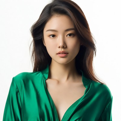 Asian woman in green dress