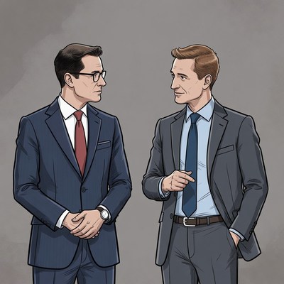 Two men in suits conversing