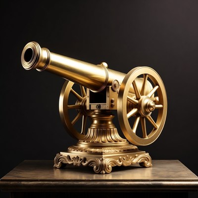 Golden Cannon on Dark Table