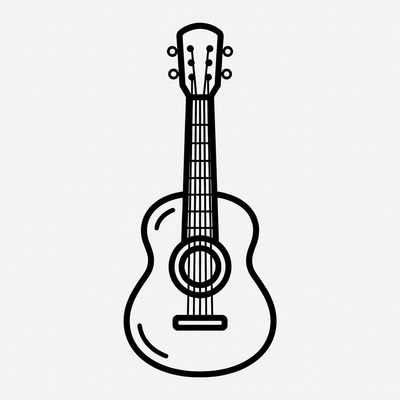 Black Outline Acoustic Guitar