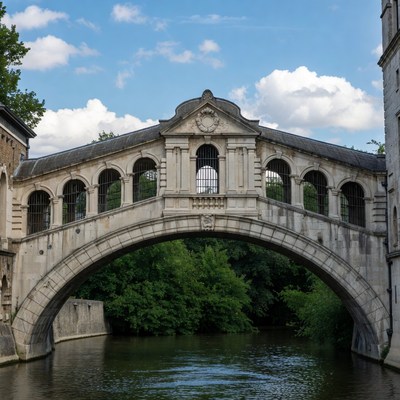 Stone arched bridge over canal