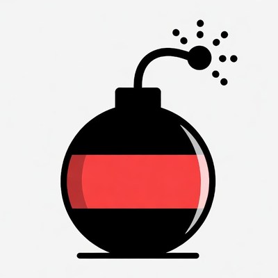 Cartoon Bomb with Lit Fuse