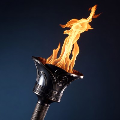 Burning Olympic Torch Flame