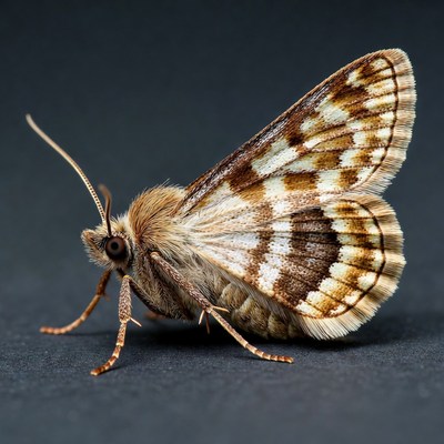 Brown moth with striped wings