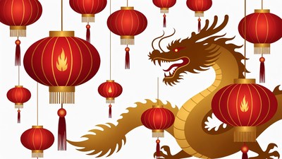Chinese Dragon with Red Lanterns