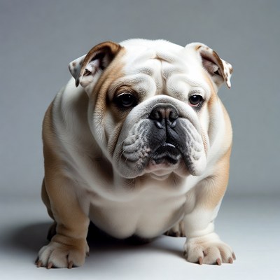 English Bulldog on gray background