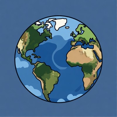 Colorful Illustrated Earth Globe