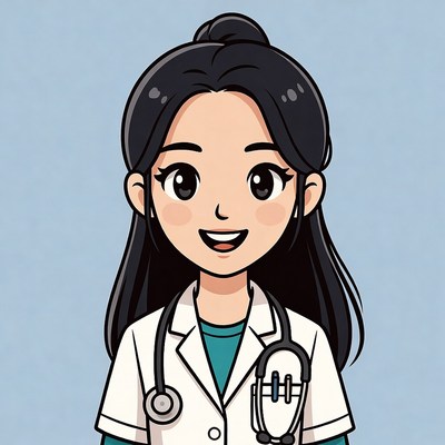 Asian woman doctor smiling illustration
