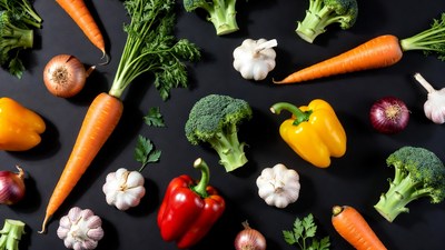 Fresh vegetables on black background