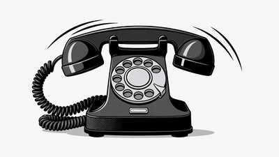 Ringing Vintage Rotary Phone Illustration