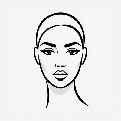 Black Outline Woman Face Illustration