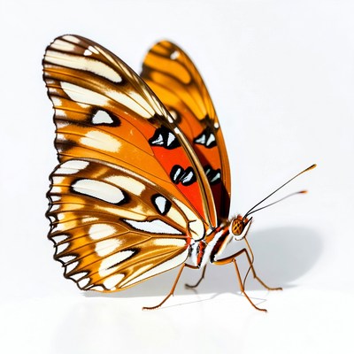 Orange butterfly with white spots
