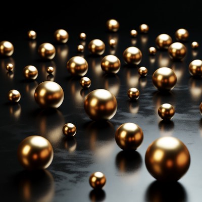 Shiny Gold Spheres on Black