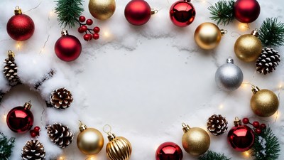 Christmas Ornaments Snow Pine Cones Frame