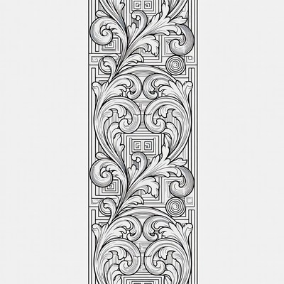 Ornate Floral Geometric Border Illustration