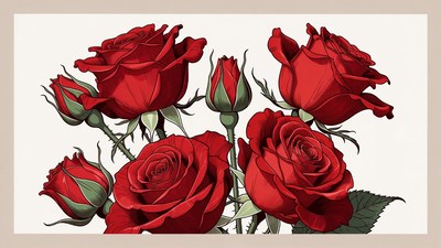 Bouquet of Red Roses Illustration