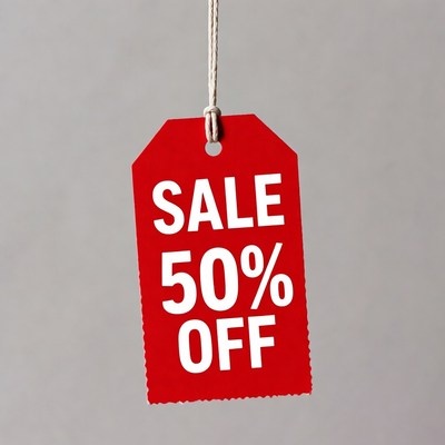 Red 50% Off Sale Tag