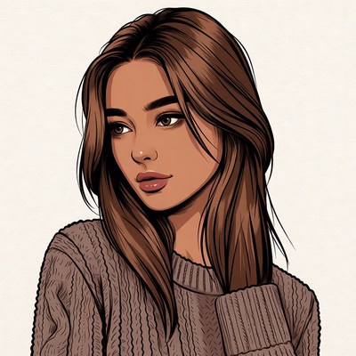 Beautiful woman in sweater illustration