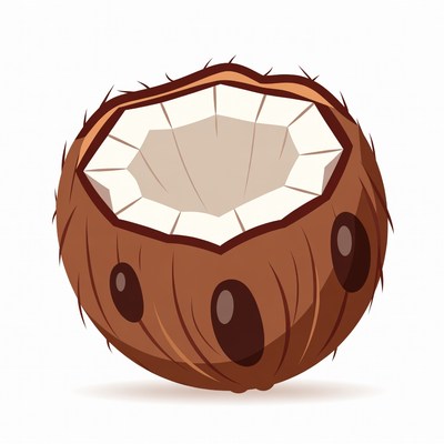 Split Open Coconut Illustration