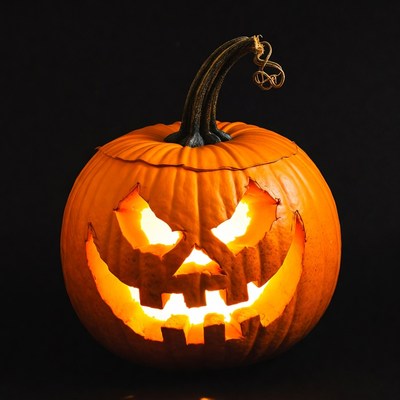Lit Jack-o-Lantern Pumpkin