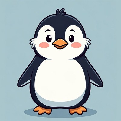 Cute cartoon penguin standing