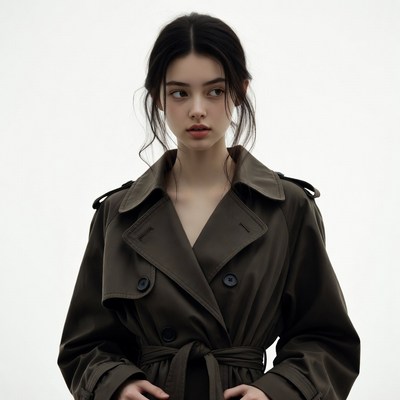 Woman in brown trench coat