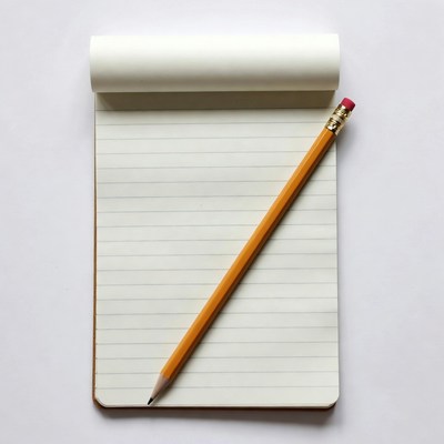 Yellow pencil on notepad