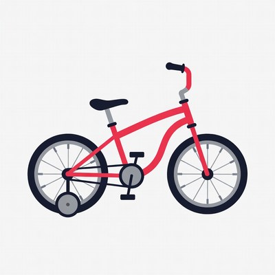 Red training wheels bicycle illustration