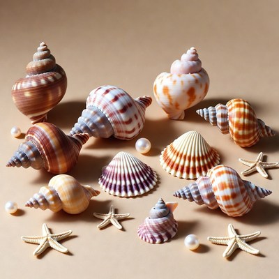 Colorful Seashells and Pearls