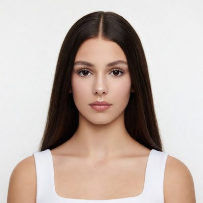 Young woman with long dark hair