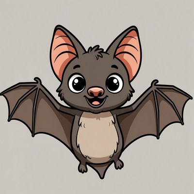 Cute cartoon bat flying