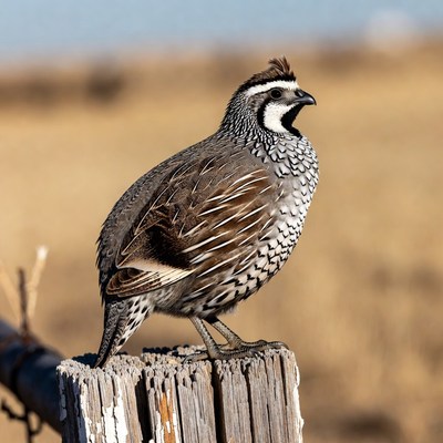 Gambel's Quail on wooden post