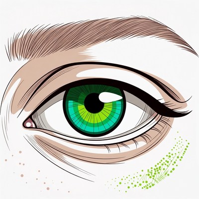 Green Eye Illustration with Eyelashes