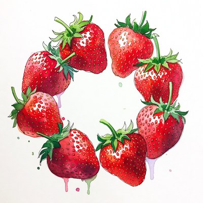 Circle of Fresh Strawberries