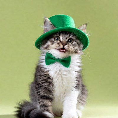Kitten in green St. Patrick's hat