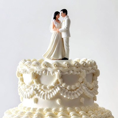 Bride and groom cake topper