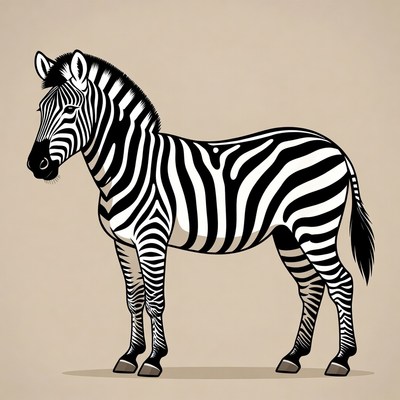 Zebra standing on beige background