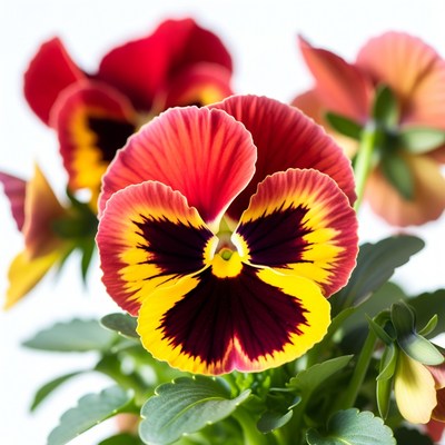 Closeup of vibrant pansy flower