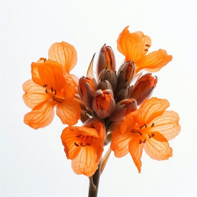 Orange Clivia Flowers on White Background