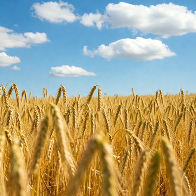 Golden Wheat Field Under Blue Sky