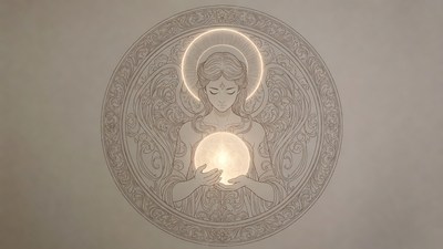 Angel holding glowing orb