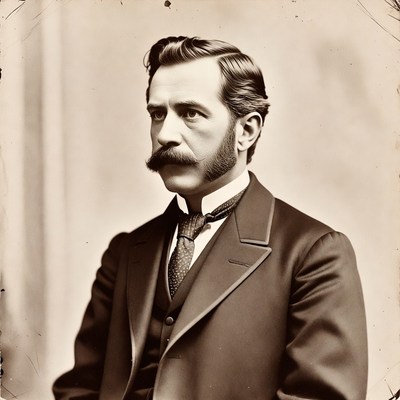 Victorian man with mustache in suit