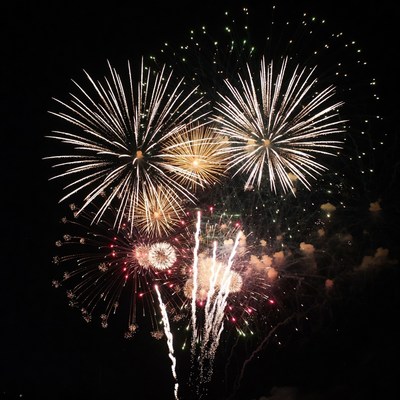 Colorful Fireworks Exploding in Night Sky