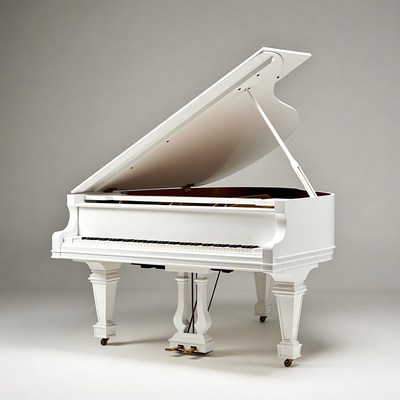 White Grand Piano Open Lid