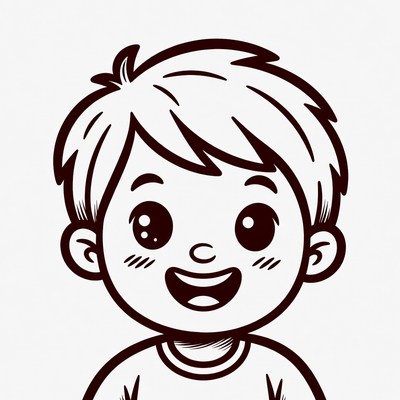 Cartoon boy smiling happily