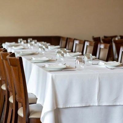 Empty Long Banquet Table