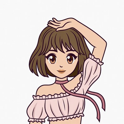 Anime girl hand on forehead